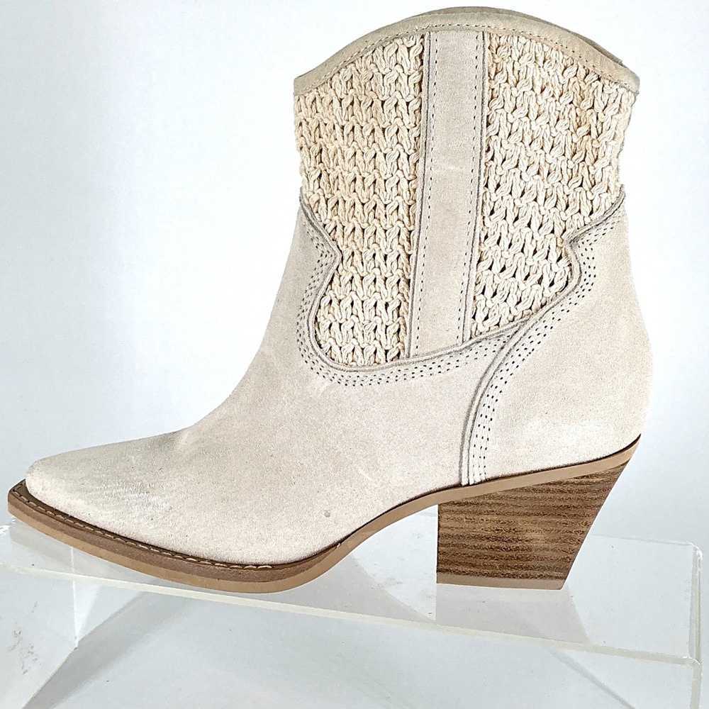 Dolce Vita Size 7.5 Cream Suede Crochet Western Ankle Boots NEW Rori $200 - Picture 12 of 15
